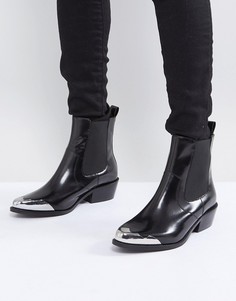 Кожаные ботинки челси в стиле вестерн ASOS AMBERLEY - Черный