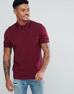 Бордовое облегающее поло Fred Perry - Красный