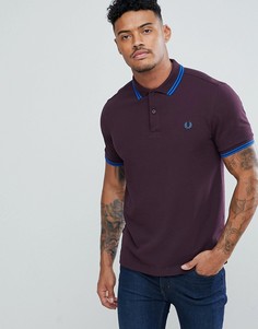 Темно-красная футболка-поло узкого кроя с двойным кантом Fred Perry - Красный