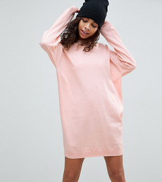 Трикотажное oversize-платье с круглым вырезом ASOS PETITE - Розовый