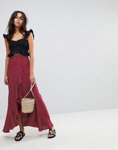 Юбка макси с оборкой Flynn Skye - Красный