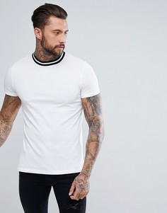 Белая футболка из пике с контрастным кантом ASOS - Белый