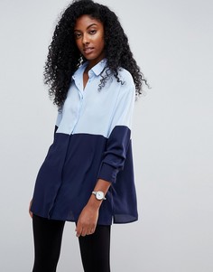Oversize-рубашка колор блок ASOS - Темно-синий
