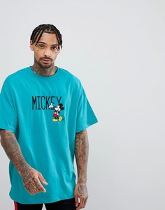 Свободная футболка с вышивкой ASOS Mickey Mouse - Синий