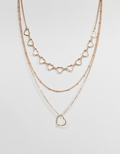 Ожерелье в несколько рядов с контурным сердцем ASOS - Золотой