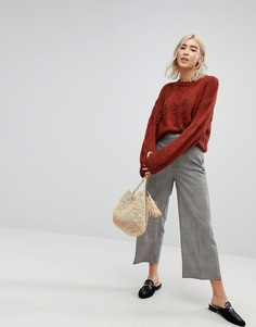 Укороченные брюки в клетку New Look - Черный