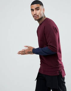 Бордовый свитшот со вставками ASOS - Красный