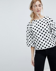 Топ в горошек с объемными рукавами Miss Selfridge - Мульти