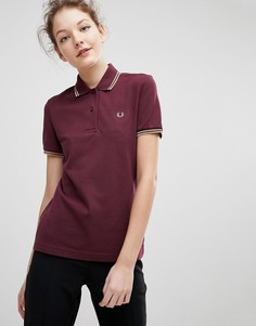 Футболка-поло с окантовкой и отделкой металлик Fred Perry - Коричневый