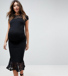 Платье с кружевом и оборкой Bluebelle Maternity - Черный
