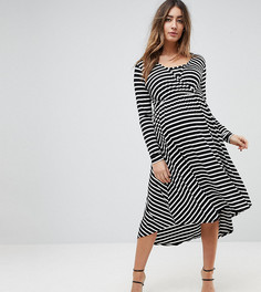 Bluebelle Maternity Nursing Long Sleeved Wrap Front Midi Dress - Мульти