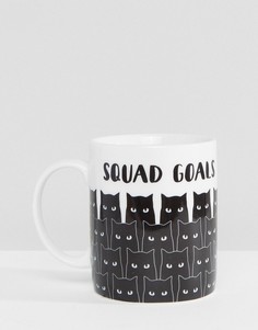 Кружка с принтом кошек и надписью Squad Goals Monki - Белый
