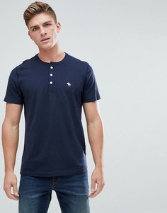 Темно-синяя футболка хенли с логотипом Abercrombie &amp; Fitch - Темно-синий