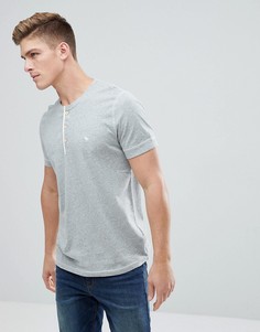 Серая меланжевая футболка хенли с логотипом Abercrombie &amp; Fitch - Серый