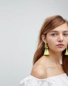 Серьги каплеобразной формы со стразами и кисточками ASOS - Желтый