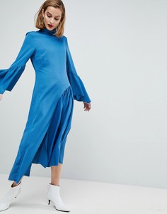 Платье с оборками на рукавах и необработанными краями ASOS WHITE - Зеленый