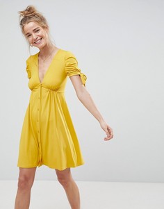 Чайное платье мини на пуговицах ASOS - Желтый