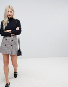 Мини-юбка в клетку с двубортной застежкой на пуговицы ASOS - Мульти