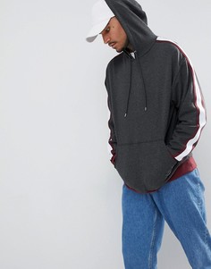 Удлиненный oversize-худи с отделкой кантом на рукавах ASOS - Серый