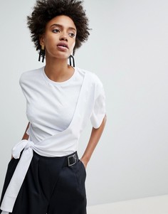 Короткая футболка с запахом ASOS WHITE - Белый