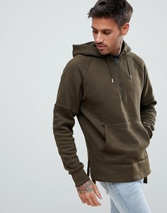 Худи цвета хаки с отделкой кисточками boohooMAN - Зеленый