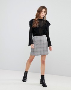 Клетчатая мини-юбка New Look - Серый