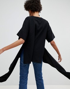 Трикотажная футболка с асимметричным краем ASOS WHITE - Черный