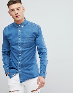Обтягивающая джинсовая рубашка River Island - Синий