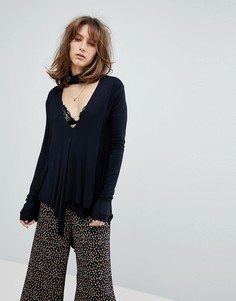 Трикотажный топ с высоким воротом Free People - Черный