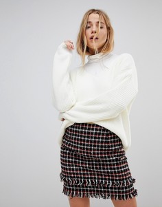 Оверсайз-джемпер с V-образным вырезом Boohoo - Кремовый