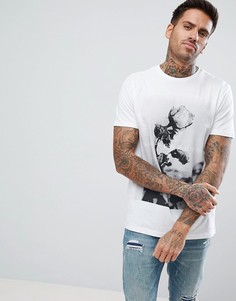 Белая футболка с надписью No Regrets и принтом розы New Look - Белый