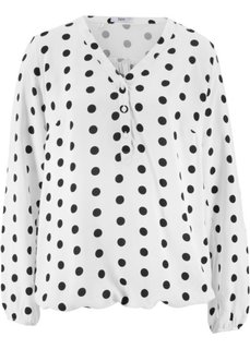Блузка с принтом и линией пуговиц (белый в горошек) Bonprix