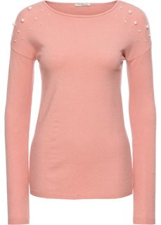 Пуловер с аппликацией из бусин (ярко-розовый) Bonprix