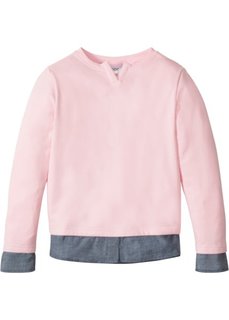 Свитшот с блузочной вставкой (нежно-розовый/синий потертый) Bonprix