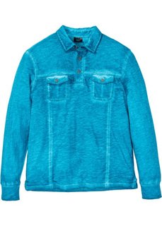 Футболка-поло Regular Fit с длинным рукавом (темно-бирюзовый) Bonprix