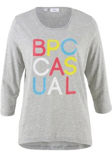 Футболка с рукавом 3/4 (светло-серый меланж с рисунком) Bonprix