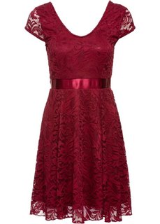 Трикотажное платье с кружевом (темно-бордовый) Bonprix