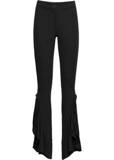 Брюки с воланами (черный) Bonprix