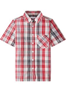 Рубашка с коротким рукавом и принтом (серый/темно-красный в клетку) Bonprix