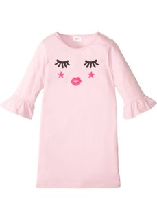 Ночная рубашка с расклешенным рукавом (розовая пудра с рисунком) Bonprix