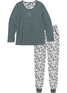 Пижама (эвкалиптовый зеленый/кремовый с принтом) Bonprix