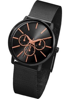 Часы с сетчатым браслетом (черный) Bonprix
