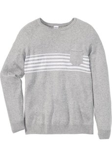 Пуловер Regular Fit с карманом (светло-серый меланж) Bonprix