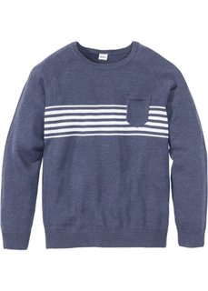 Пуловер Regular Fit с карманом (темно-синий меланж) Bonprix