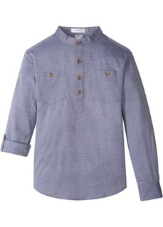 Рубашка с подворачиваемыми рукавами (меланжевый индиго) Bonprix