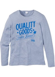 Футболка Regular Fit с длинным рукавом и принтом (синий матовый) Bonprix