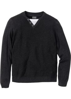 Пуловер Slim Fit (антрацитовый меланж) Bonprix