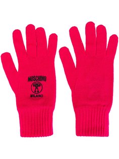 перчатки с вышитым логотипом Moschino