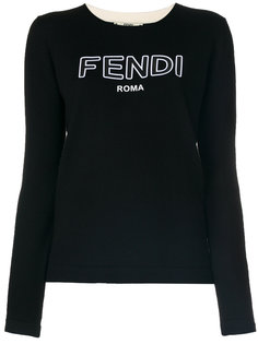 пуловер с круглым вырезом и логотипом  Fendi