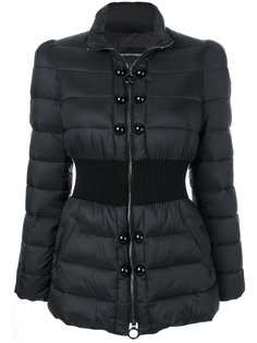 дутая куртка с поясом в рубчик  Emporio Armani